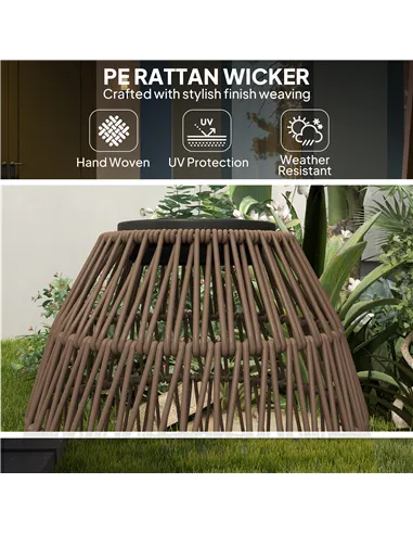 Outsunny Rattan Solar Lamp, Garden Solar Lantern with Auto On/Off Light, IP44 Waterproof, Decorative Outdoor Rattan Lamp for Por