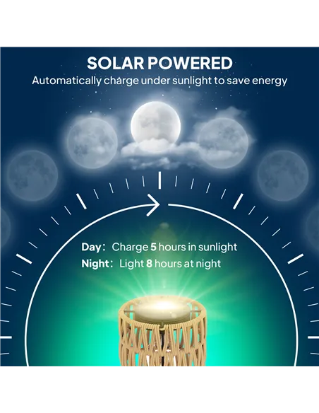 Outsunny Boho Rattan Floor Lamp, 3-Lights Rattan Lamp with Shelf, Freestanding Solar Garden Light with Auto On/Off Lights, IP44 