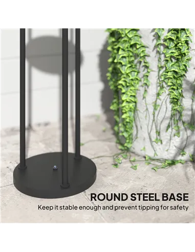 Outsunny Boho Rattan Floor Lamp, 3-Lights Rattan Lamp with Shelf, Freestanding Solar Garden Light with Auto On/Off Lights, IP44 