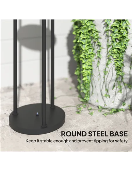 Outsunny Boho Rattan Floor Lamp, 3-Lights Rattan Lamp with Shelf, Freestanding Solar Garden Light with Auto On/Off Lights, IP44 