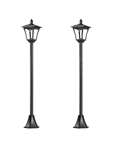 Outsunny 2 Pieces Outdoor Garden Solar Post Lamp Sensor Dimmable LED Lantern Bollard Pathway 1.6M Tall – Black