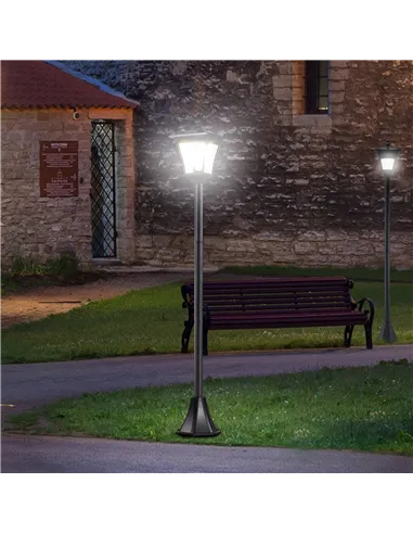 Outsunny 2 Pieces Outdoor Garden Solar Post Lamp Sensor Dimmable LED Lantern Bollard Pathway 1.6M Tall – Black