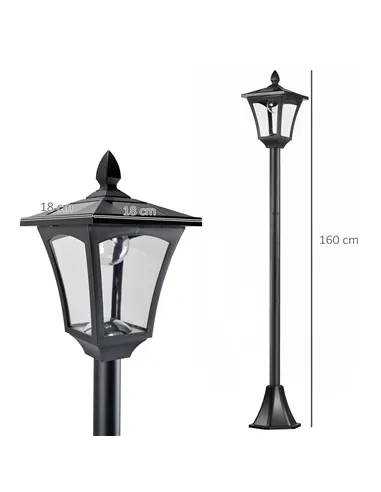 Outsunny 2 Pieces Outdoor Garden Solar Post Lamp Sensor Dimmable LED Lantern Bollard Pathway 1.6M Tall – Black