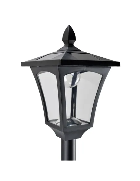 Outsunny 2 Pieces Outdoor Garden Solar Post Lamp Sensor Dimmable LED Lantern Bollard Pathway 1.6M Tall – Black
