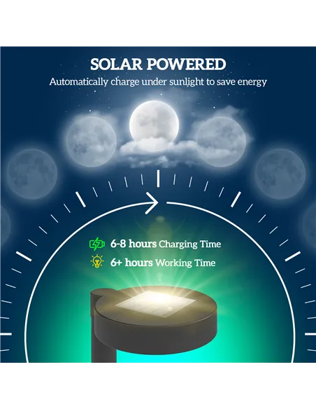 Outsunny Solar Lights Outdoor Garden Stake 8 Pack Pathway Lighting, Solar Stake Lights with Auto On/Off LED, IP44 Waterproof Pla