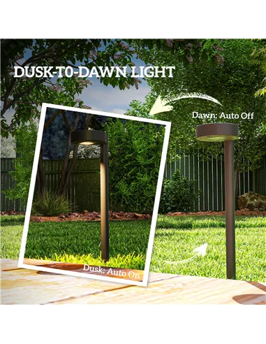 Outsunny Solar Lights Outdoor Garden Stake 8 Pack Pathway Lighting, Solar Stake Lights with Auto On/Off LED, IP44 Waterproof Pla