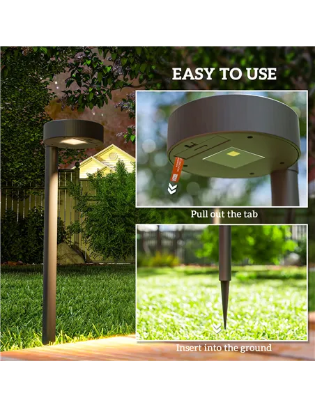 Outsunny Solar Lights Outdoor Garden Stake 8 Pack Pathway Lighting, Solar Stake Lights with Auto On/Off LED, IP44 Waterproof Pla