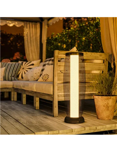 Outsunny Garden Solar Lamp, 71.5 cm Tall Metal Floor Lamp, Auto On/Off LED Solar Garden Light with Metal Wire Shade, IP44 for Ou