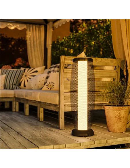 Outsunny Garden Solar Lamp, 71.5 cm Tall Metal Floor Lamp, Auto On/Off LED Solar Garden Light with Metal Wire Shade, IP44 for Ou