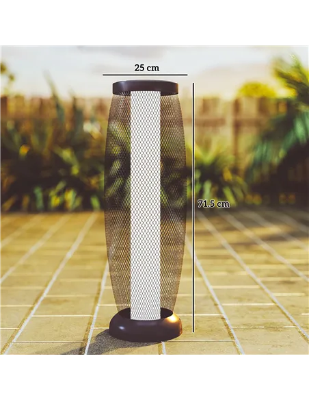 Outsunny Garden Solar Lamp, 71.5 cm Tall Metal Floor Lamp, Auto On/Off LED Solar Garden Light with Metal Wire Shade, IP44 for Ou