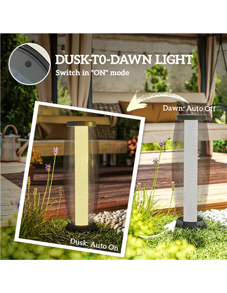 Outsunny Garden Solar Lamp, 71.5 cm Tall Metal Floor Lamp, Auto On/Off LED Solar Garden Light with Metal Wire Shade, IP44 for Ou