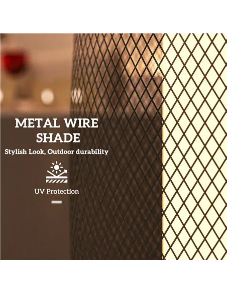 Outsunny Garden Solar Lamp, 71.5 cm Tall Metal Floor Lamp, Auto On/Off LED Solar Garden Light with Metal Wire Shade, IP44 for Ou