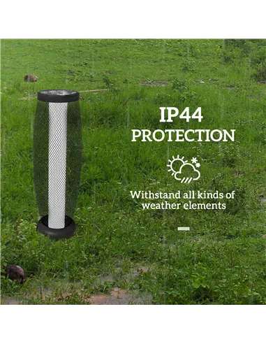 Outsunny Garden Solar Lamp, 71.5 cm Tall Metal Floor Lamp, Auto On/Off LED Solar Garden Light with Metal Wire Shade, IP44 for Ou