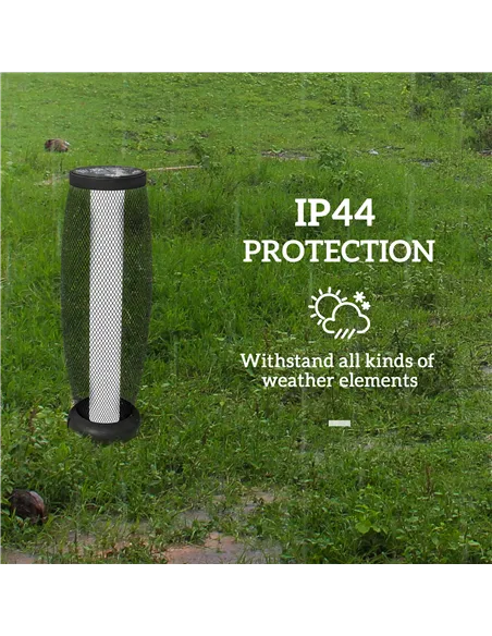 Outsunny Garden Solar Lamp, 71.5 cm Tall Metal Floor Lamp, Auto On/Off LED Solar Garden Light with Metal Wire Shade, IP44 for Ou