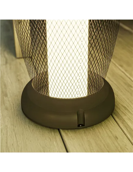 Outsunny Garden Solar Lamp, 71.5 cm Tall Metal Floor Lamp, Auto On/Off LED Solar Garden Light with Metal Wire Shade, IP44 for Ou