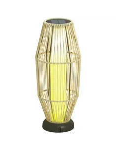 Outsunny Garden Rattan Lamp, 72 cm Tall Solar Rattan Floor Lamp, Solar Garden Light with Auto On/Off LED, IP44 for Outdoor, Porc