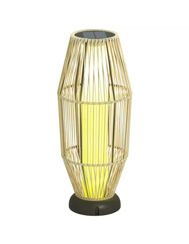 Outsunny Garden Rattan Lamp, 72 cm Tall Solar Rattan Floor Lamp, Solar Garden Light with Auto On/Off LED, IP44 for Outdoor, Porc