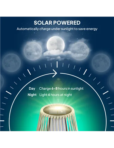 Outsunny Garden Rattan Lamp, 72 cm Tall Solar Rattan Floor Lamp, Solar Garden Light with Auto On/Off LED, IP44 for Outdoor, Porc