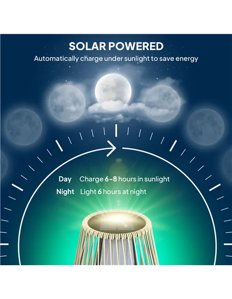 Outsunny Garden Rattan Lamp, 72 cm Tall Solar Rattan Floor Lamp, Solar Garden Light with Auto On/Off LED, IP44 for Outdoor, Porc