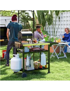 Outsunny Multi-Feature BBQ Grill Table, with Stainless Steel Top - Black 2