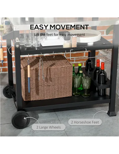 Outsunny Multi-Feature BBQ Grill Table, with Stainless Steel Top - Black