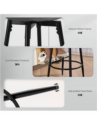 HOMCOM Set of Two Faux Leather Bar Stools - Grey/Black