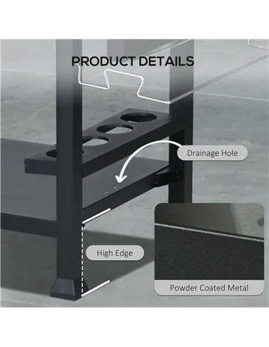 Outsunny Multi-Feature BBQ Grill Table, with Stainless Steel Top - Black