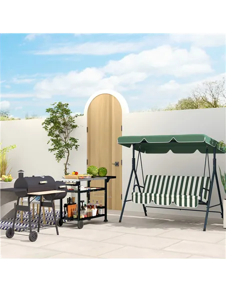 Outsunny Multi-Feature BBQ Grill Table, with Stainless Steel Top - Black