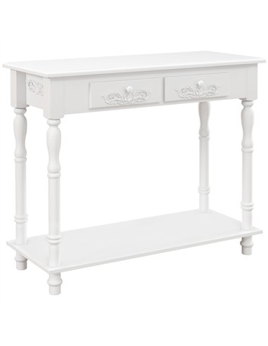 HOMCOM Console Table Modern Sofa Side Desk with Storage Shelves Drawers for Living Room Entryway Bedroom White