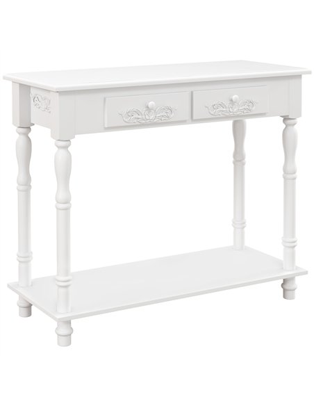 HOMCOM Console Table Modern Sofa Side Desk with Storage Shelves Drawers for Living Room Entryway Bedroom White