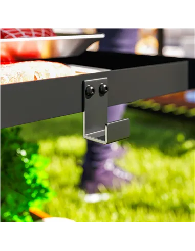 Outsunny Outdoor Grill Dining Cart 3-Shelf Movable Pizza Oven Table Stand with Stainless Steel Top, Portable BBQ Trolley Food Pr