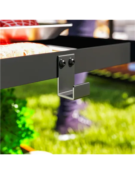 Outsunny Outdoor Grill Dining Cart 3-Shelf Movable Pizza Oven Table Stand with Stainless Steel Top, Portable BBQ Trolley Food Pr