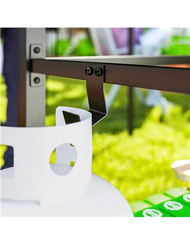 Outsunny Outdoor Grill Dining Cart 2-Shelf Movable Pizza Oven Table Stand with Stainless Steel Top, Portable BBQ Trolley Food Pr