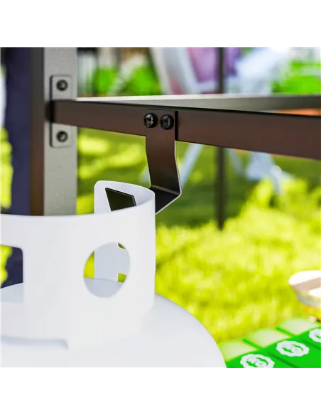 Outsunny Outdoor Grill Dining Cart 2-Shelf Movable Pizza Oven Table Stand with Stainless Steel Top, Portable BBQ Trolley Food Pr