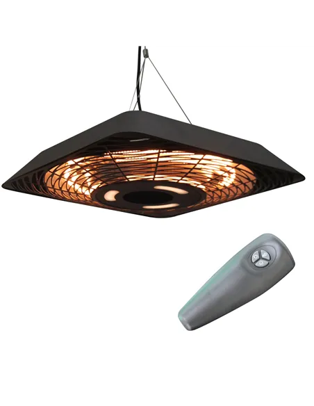 Outsunny 2000W Electric Hanging Patio Heater Ceiling Mounted Halogen Heating Indoor Outdoor with Remote Control Aluminium
