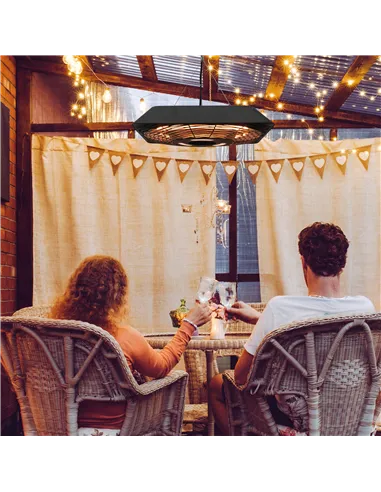 Outsunny 2000W Electric Hanging Patio Heater Ceiling Mounted Halogen Heating Indoor Outdoor with Remote Control Aluminium
