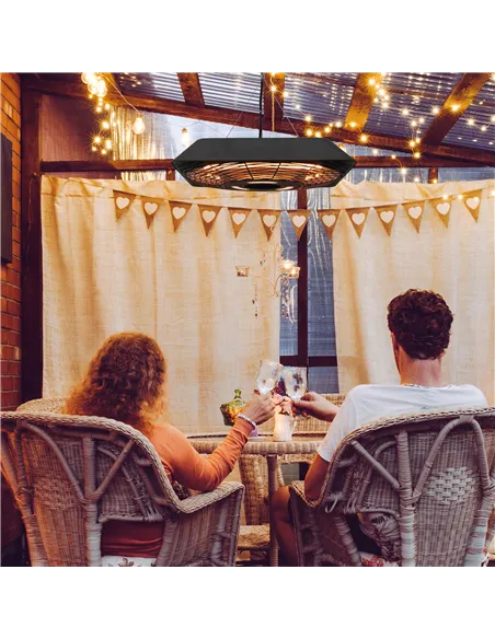 Outsunny 2000W Electric Hanging Patio Heater Ceiling Mounted Halogen Heating Indoor Outdoor with Remote Control Aluminium