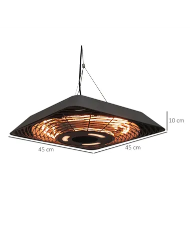 Outsunny 2000W Electric Hanging Patio Heater Ceiling Mounted Halogen Heating Indoor Outdoor with Remote Control Aluminium