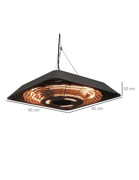 Outsunny 2000W Electric Hanging Patio Heater Ceiling Mounted Halogen Heating Indoor Outdoor with Remote Control Aluminium