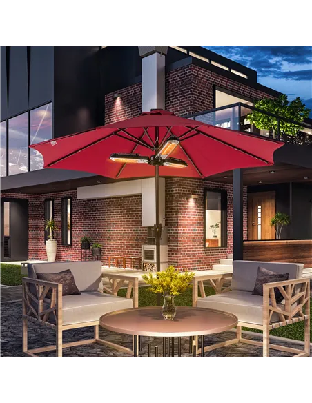 Outsunny Electric Umbrella Parasol Mounted Infrared Heater 2000W Patio Gazebo Outdoor Use