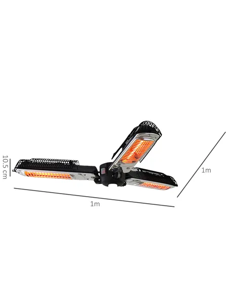 Outsunny Electric Umbrella Parasol Mounted Infrared Heater 2000W Patio Gazebo Outdoor Use