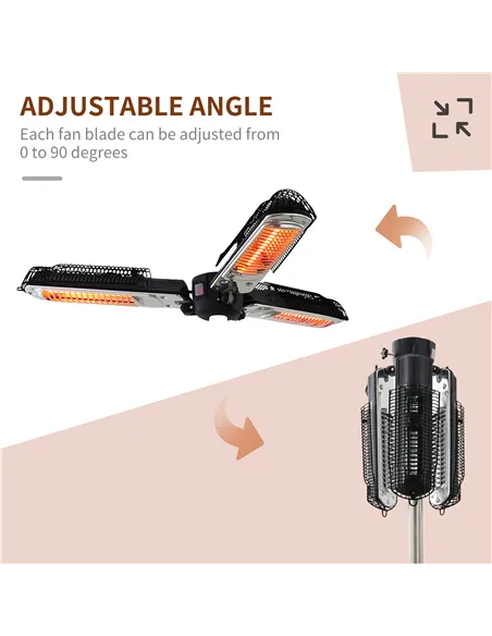 Outsunny Electric Umbrella Parasol Mounted Infrared Heater 2000W Patio Gazebo Outdoor Use