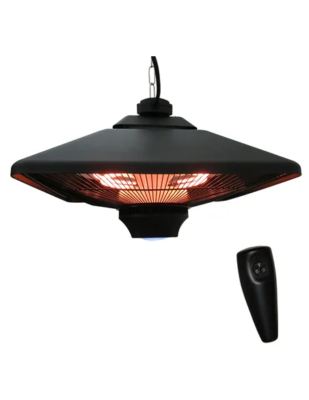 Outsunny Hanging Electric Patio Heater with 2 Power Settings, 1000/2000W Waterproof Ceiling Mounted Aluminium Halogen Infrared O