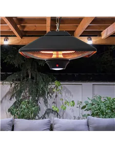 Outsunny Hanging Electric Patio Heater with 2 Power Settings, 1000/2000W Waterproof Ceiling Mounted Aluminium Halogen Infrared O 2