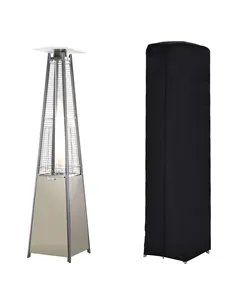 Outsunny Stainless Steel Outdoor Garden Pyramid Patio Heater with Wheels and Rain Cover - Silver