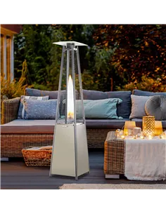 Outsunny Stainless Steel Outdoor Garden Pyramid Patio Heater with Wheels and Rain Cover - Silver 2