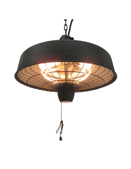 Outsunny Adjustable Power 1000/2500W Infrared Halogen Electric Patio Light Heater, Ceiling Hanging Mount -Black