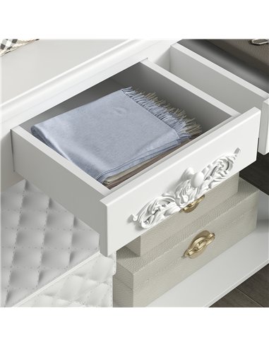 HOMCOM Console Table Modern Sofa Side Desk with Storage Shelves Drawers for Living Room Entryway Bedroom White