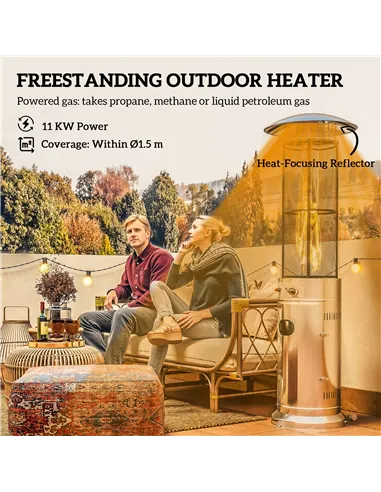 Outsunny 11Kw Adjustable Heat Gas Patio Heater