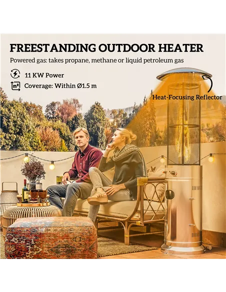 Outsunny 11Kw Adjustable Heat Gas Patio Heater